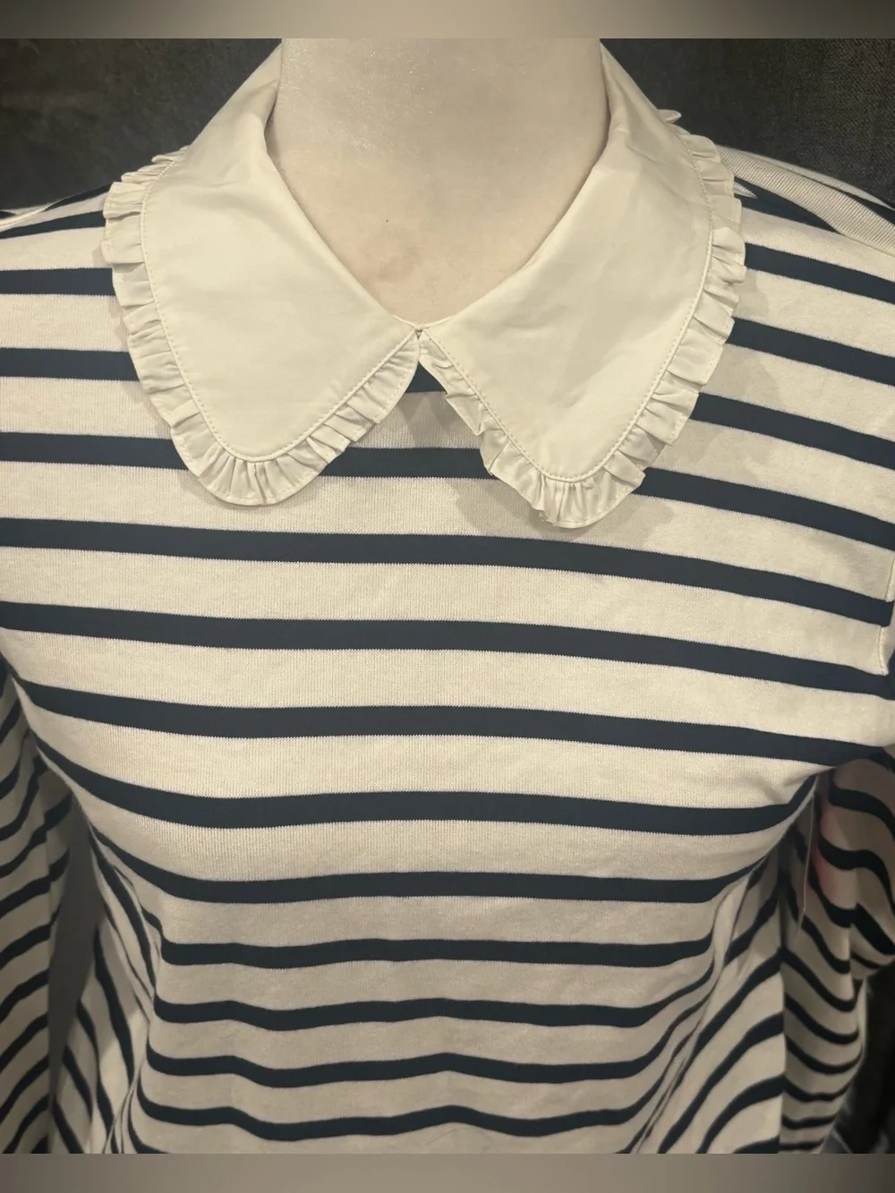 NWT Kate Spade New York Poplin Collar Striped Tee Dress French Cream Medium
